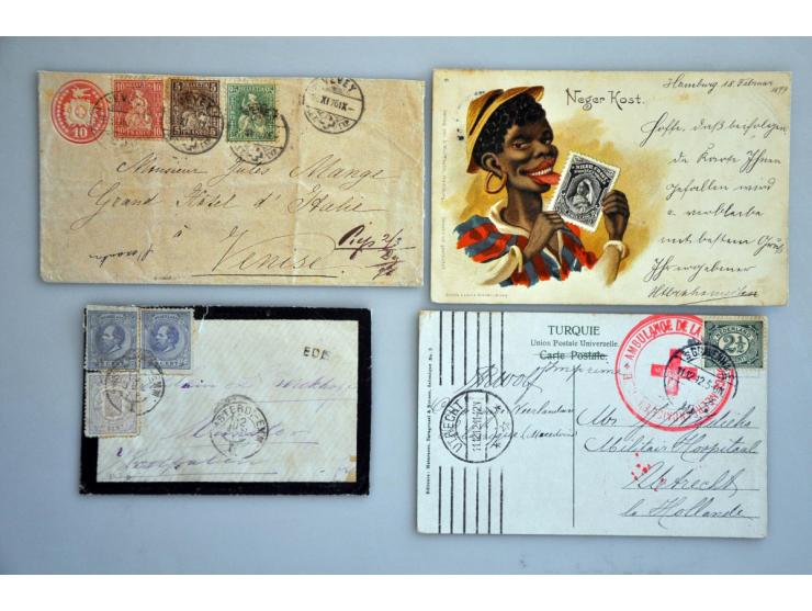 over 250 covers with many better items including autographs, illustrated covers, picture postcards etc. in shoe box
