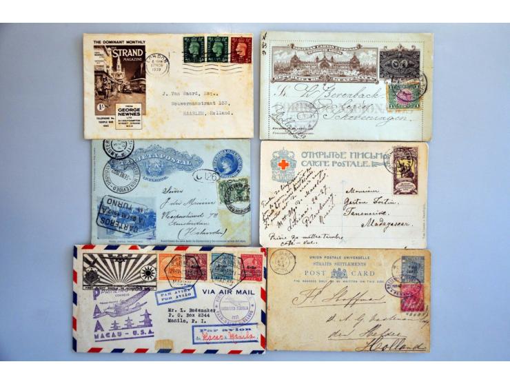 covers/postal stationery with British Commonwealth, Airmail, Palestine etc. in shoe box