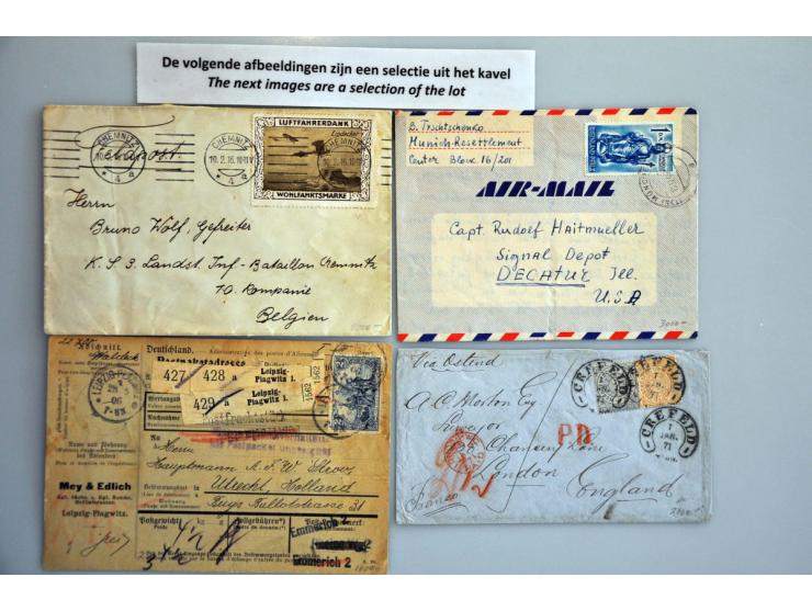 65 letters including pre philatelic, classics, (illustrated) postal stationery, airmail and some topics, nearly all better it