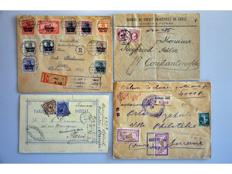 65 letters including pre philatelic, classics, (illustrated) postal stationery, airmail and some topics, nearly all better it