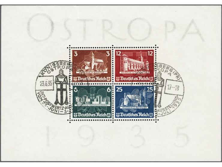 Ostropa miniature sheet 3 - 25 pfennig with special cancellation Königsberg, very fine (small thin in upper right corner) and