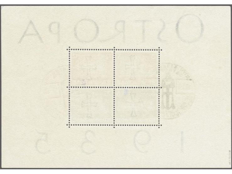 Ostropa miniature sheet 3 - 25 pfennig with special cancellation Königsberg, very fine (small thin in upper right corner) and