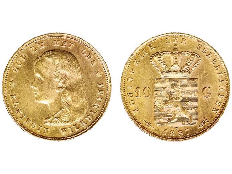 10 gulden 1897 goud parels los v.d. rand, PR