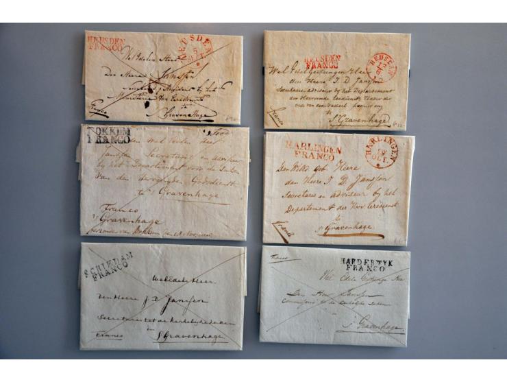 ruim 180 frisse brieven vanaf 1813 met naamstempels, naamstempels/franco (w.b. gevorkte A, o.a. zwart STEENBERGEN/FRANCO, in 