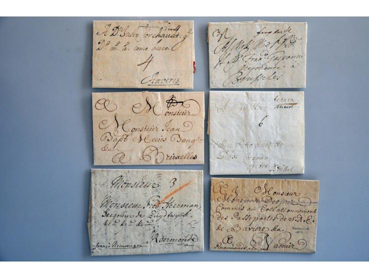 EO poststukken Limburg 1642-1853 w.b. grootformaat SR, SR in kastje, brievenbusstempeltjes C, O, G, L,X, AE, AF, grensstempel