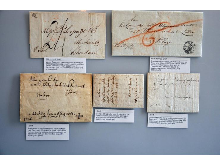 voorfilatelie, 28 betere poststukken vanaf 1591 w.b. 3- en 5-stuiverstempels, geschreven portaanduidingen, Gezuiverd etc. in 