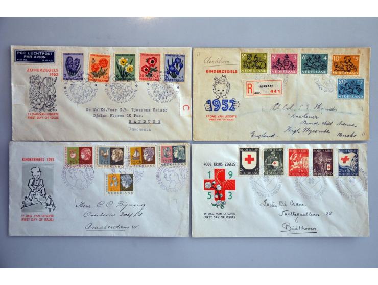 collectie fdc's vanaf E1 met dagtekenstempel t/m 2006 w.b. onbeschreven, E1a met dagtekenstempel naar Zwitserland, nrs. 28, 2