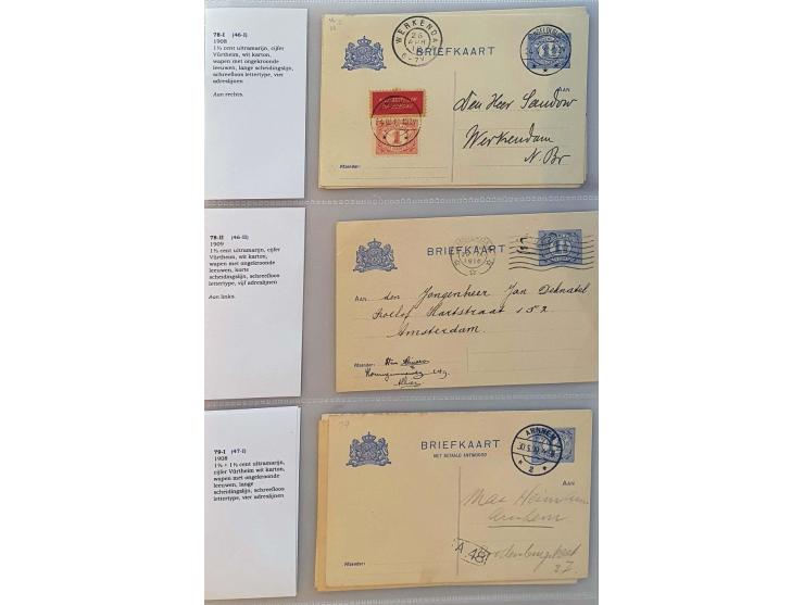 collectie postwaardestukken, briefkaarten (ca. 1000 ex.) gebruikt met beter materiaal w.b. vraag- en antwoord, geïllustreerd,