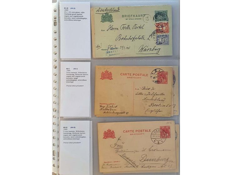 collectie postwaardestukken, briefkaarten (ca. 1000 ex.) gebruikt met beter materiaal w.b. vraag- en antwoord, geïllustreerd,
