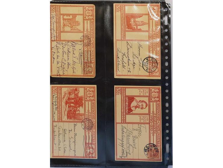postwaardestukken (ca. 780 ex.) gebruikt en ongebruikt w.b. betere ex., particulier bedrukt (Moed, Beleid en Trouw, Olympiade