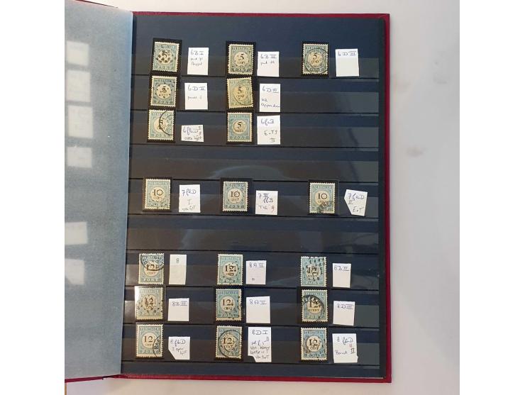 port 1870-1881 gestempeld w.b. types en plaatfouten in insteekboek