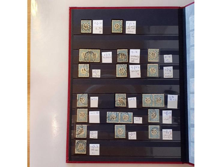 port 1870-1881 gestempeld w.b. types en plaatfouten in insteekboek