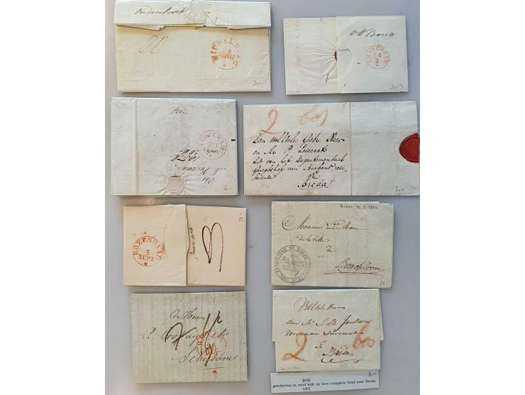 42 EO poststukken vanaf 1672 w.b. 3-stuiver, geschreven vertrekaanduidingen gekapte P. P-stempels etc.