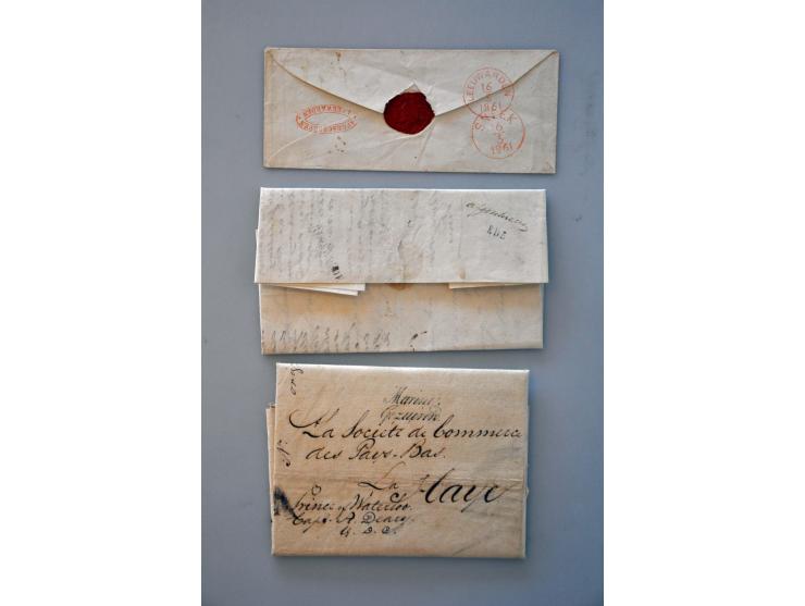125 EO poststukken, veel van/naar buitenland met grensstempels w.b. Groot Zundert (2x), Zeebrief stempels, (Marine) Gezuiverd