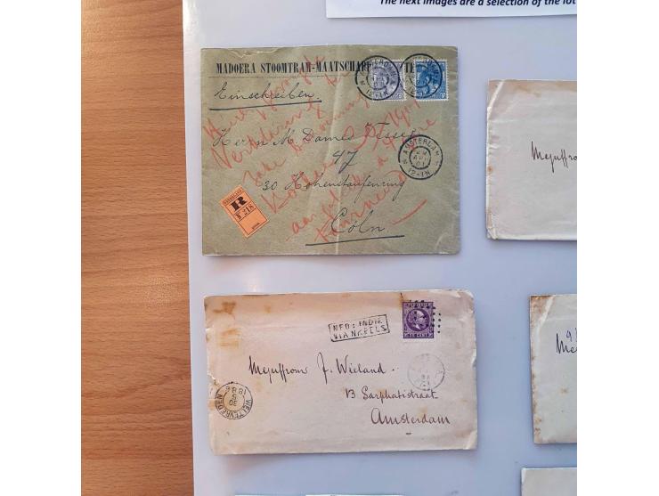 poststukken w.b. veel voorfilatelie met o.a. 2 brieven uit Singapore 1840 en 1842 over India en Londen naar Amsterdam