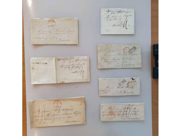poststukken w.b. veel voorfilatelie met o.a. 2 brieven uit Singapore 1840 en 1842 over India en Londen naar Amsterdam