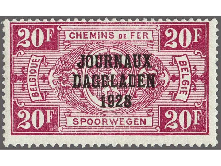 Dagbladzegels 10 centiem t/m 20 frank, cat.w. 1000