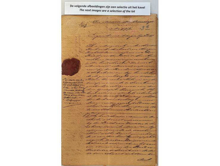 fiscaal meest gezegeld papier (akten) w.b. hoge waarden vanaf 1818 in 12 mappen in doos&nbsp;&nbsp;