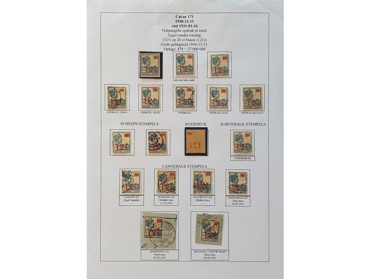 collectie 1902-1948 op emissie verzameld w.b. veel stempels o.a. scheepsstempels, stempelfouten (o.a. negatief afdruk Batavia