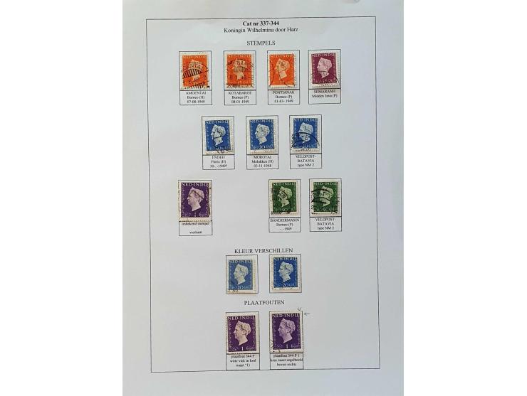 collectie 1902-1948 op emissie verzameld w.b. veel stempels o.a. scheepsstempels, stempelfouten (o.a. negatief afdruk Batavia