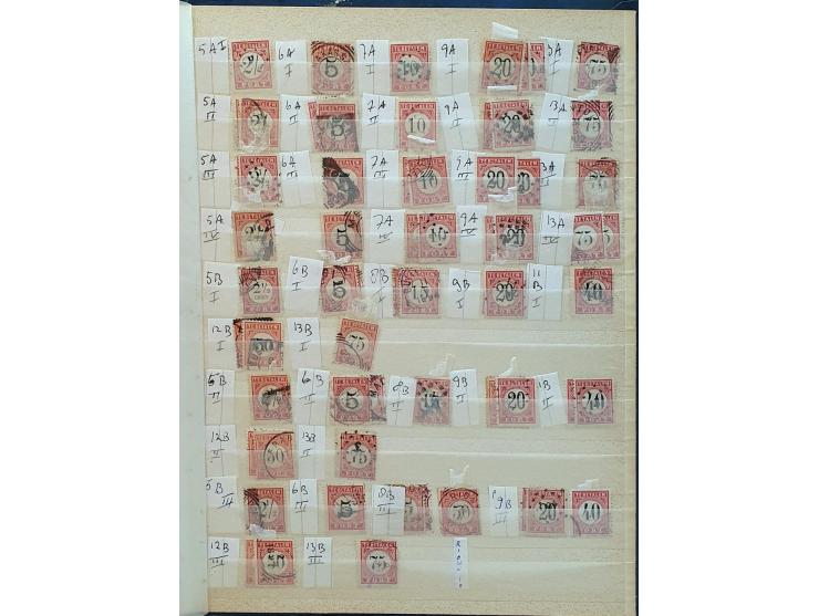 voorraad vanaf 1870 gestempeld met betere ex. en series (o.a. 330b met certificaat NVPH 2006) en beter port gespecialiseerd o