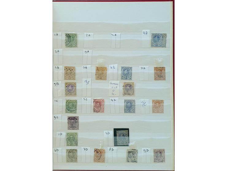 collectie 1873-1941 gestempeld gespecialiseerd op tanding (o.a. nr. 4d met certificaat NVPH 1959) en nadruk op port (o.a. P7I