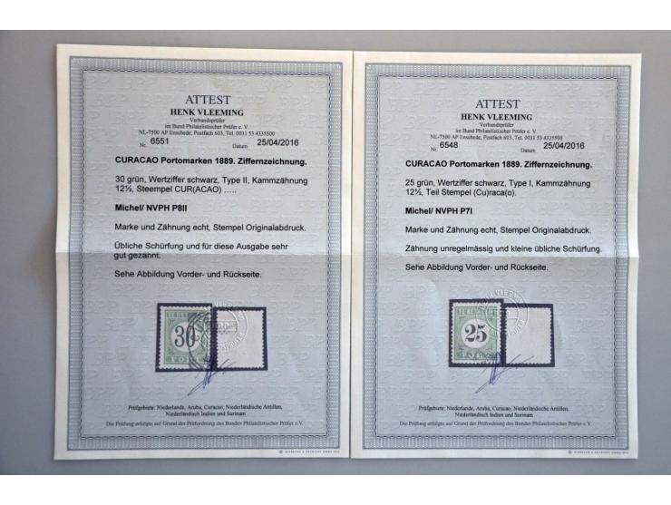 collectie 1873-1941 gestempeld gespecialiseerd op tanding (o.a. nr. 4d met certificaat NVPH 1959) en nadruk op port (o.a. P7I