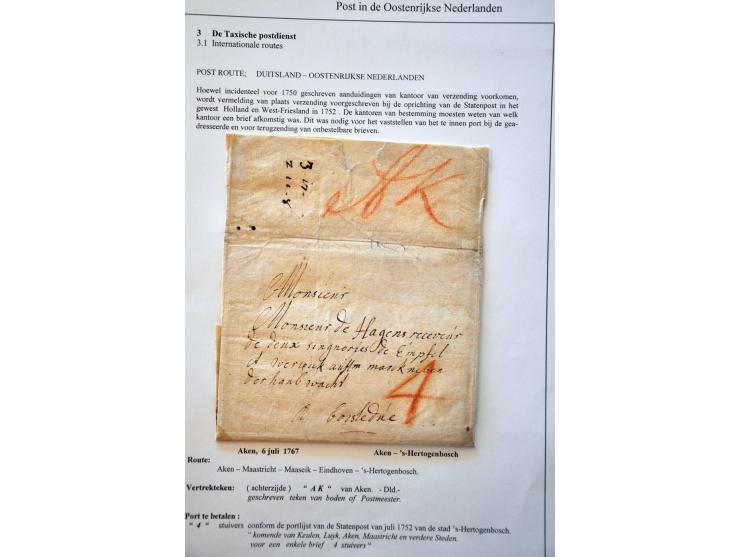14 betere poststukken 1671-ca.1830 met beschrijvingen w.b. vertrekaanduiding geschreven AK in rood krijt (achterzijde brief n