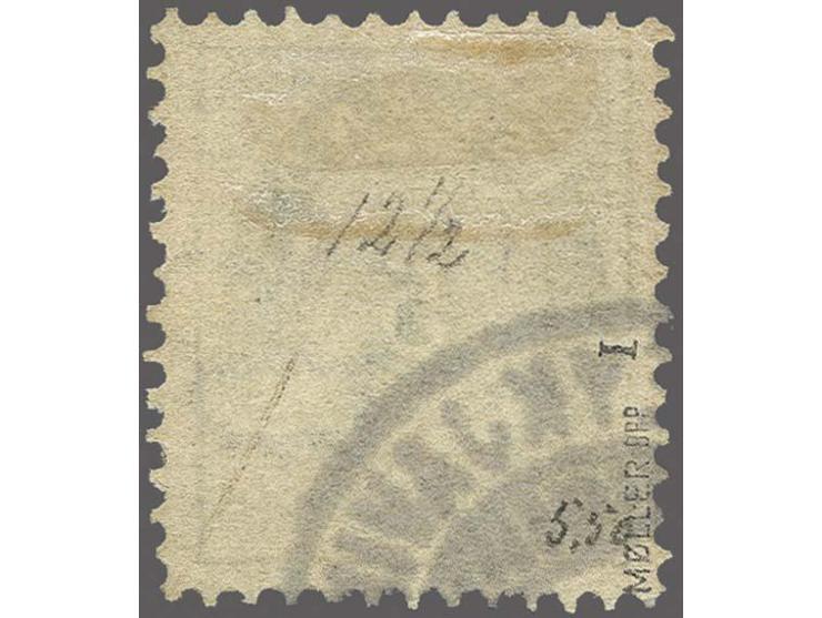Overprint "large prir" (Facit no. 37) on 5 aur green, very fine with 1995 Carl-Aage Møller certificate, cat.v. 650