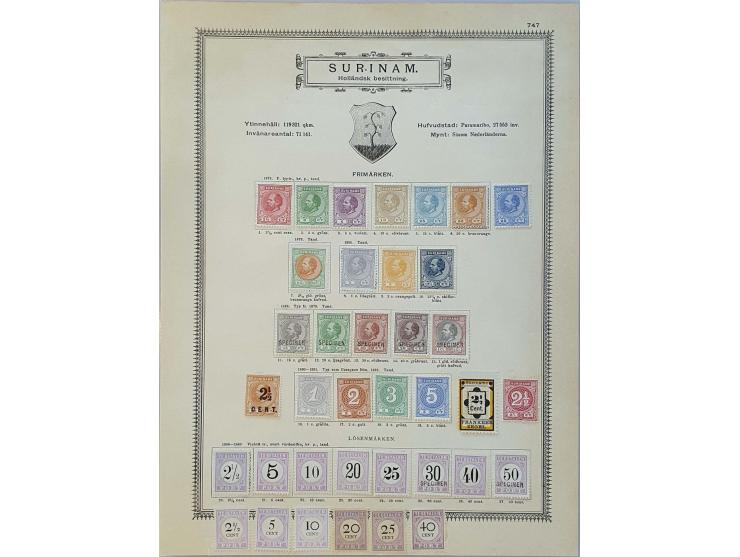 collectie 1873-1902 (*)/ * w.b. 7 ex. met Specimen meest vast geplakt doch met mooie frisse kleuren op albumblad ex. Royal Sw