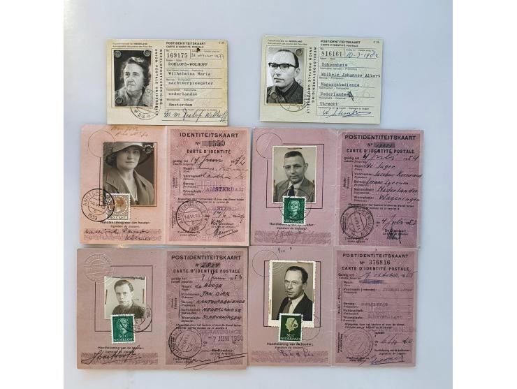  12 postidentiteitskaarten 1939-1978,  40 cent, 50 cent (4x), 1 gulden (5x) en 2 , 