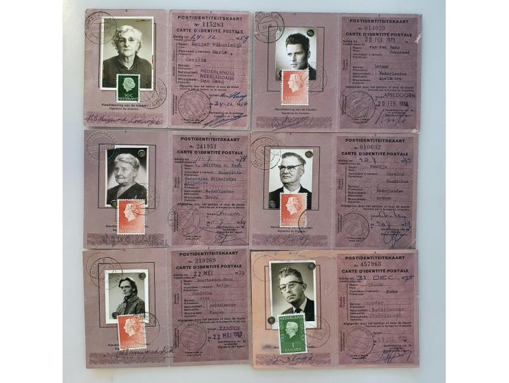  12 postidentiteitskaarten 1939-1978,  40 cent, 50 cent (4x), 1 gulden (5x) en 2 , 