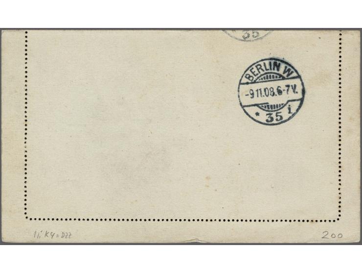 Letter card 10 kopeke blue from Tientsin 10-10-1908 via Siberia to Berlin, very fresh and very fine