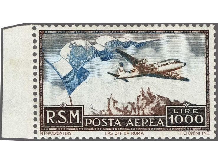Air Mail, Douglas DC6 1000 lire with sheet margin, very fine unmounted mint, cat.v. 700