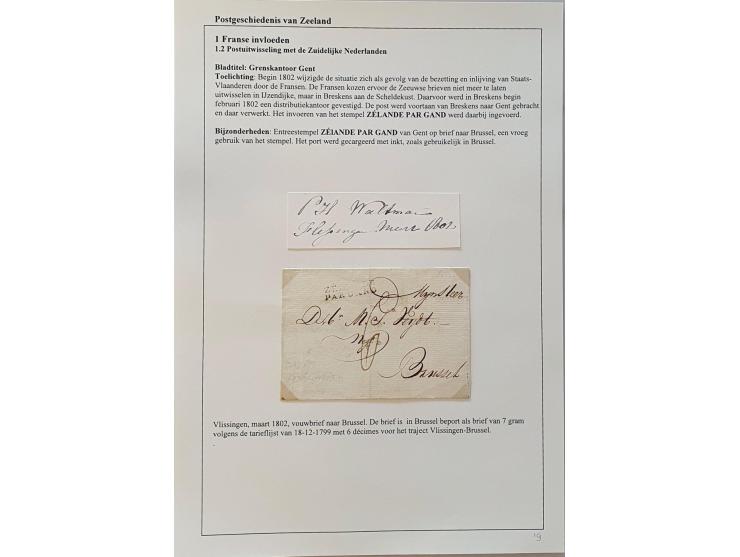 9 poststukken naar zuidelijke Nederlanden 1795-1806 waarbij 3 brieven Vlissingen zonder herkomststempels, herkomststempels MI