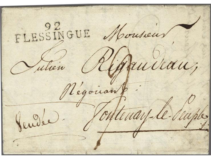 Vlissingen onder Frans bestuur 1808-1809, 7 poststukken met o.a. departementstempels 92 FLESSINGUE&nbsp;(5x met 2 juni 1806, 