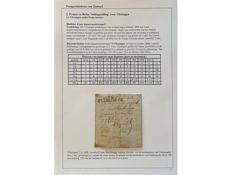 Vlissingen onder Frans bestuur 1808-1809, 7 poststukken met o.a. departementstempels 92 FLESSINGUE&nbsp;(5x met 2 juni 1806, 
