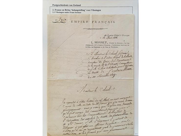 Vlissingen onder Frans bestuur 1808-1809, 7 poststukken met o.a. departementstempels 92 FLESSINGUE&nbsp;(5x met 2 juni 1806, 