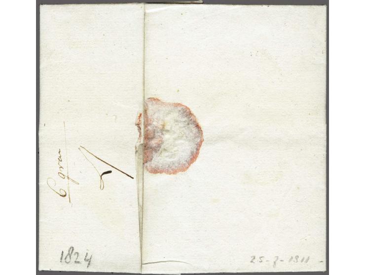 P.120.P. KAMPEN in zwart, pracht afdruk op brief 25-7-1811 naar Haarlem, 4 déc vooruitbetaald port, vrijwel pracht ex. (binne