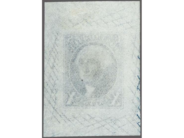 Trial Color Proof George Washington 10 cents deep blue on India paper, very fine, cat.v. $ 1000

