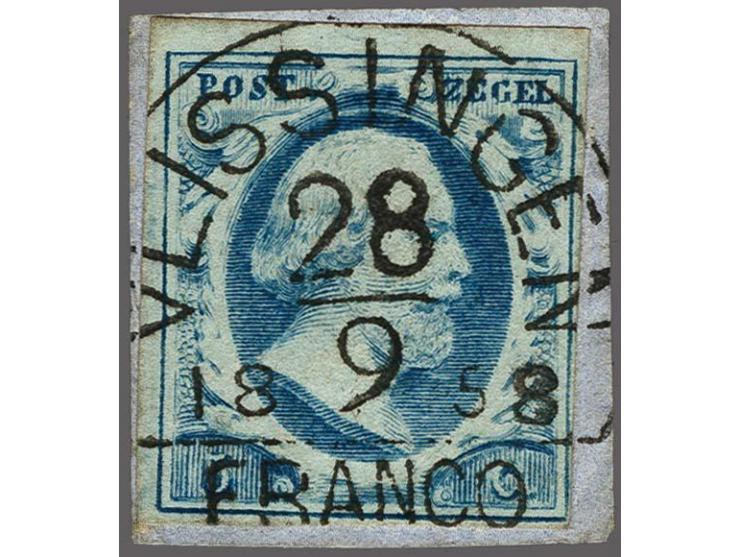 Vlissingen C klein (Ey 125) superbe op 5 cent blauw plaat IV op fragment (rechts kort, doch niet aangesneden)