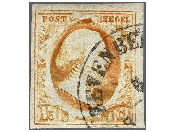 Zevenbergen B (Ey R) deels op 15 cent donkeroranje pos. 31, pracht ex. Herkomst: Corinphila Amstelveen 239 (2019) 