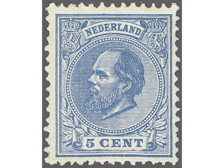 5 cent grijsblauw tanding 12½ grote gaten met certificaat Vleeming 2021, cat.w. 350