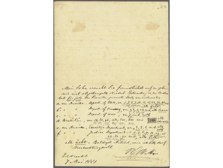 Briefkaart 5 + 5 cent Willem III blauw op chamois, 1e en 4e zijde bedrukt verzonden vanuit Utrecht Station 1881 naar Nürnberg