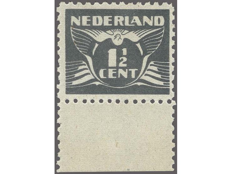 1½ cent grijs tanding 11 zonder watermerk, de zogenaamde "spionagezegel'' met velrand met certificaat Vleeming 2021, stempelt