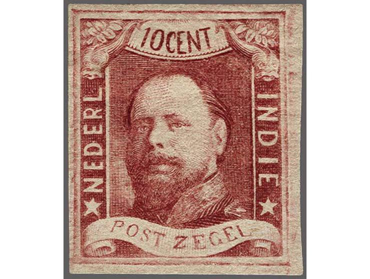 10 cent wijnrood pos. 100 met velrand, pracht ex. met grote plakker(resten), cat.w. 400