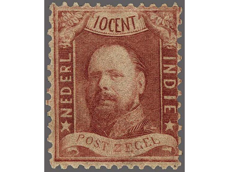 10 cent karmijnrood, pracht ex. met originele bruine gom en certificaat Vleeming 2014, cat.w. 1500