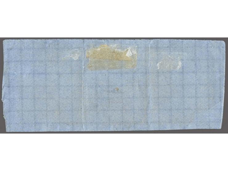 10 cent karmijnrood in strip van 3 op fragment, pracht ex., cat.w. 1000
