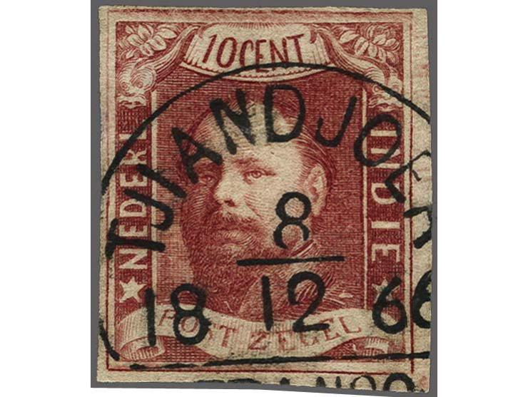 Tjiandjoer (Voerman 225) op 10 cent wijnrood, pracht ex.