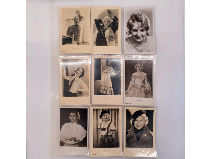 film stars extensive collection of over 1900 postcards with lot of Dietrich (283 ex.), Garbo (134 ex) etc. in 3 boxes
